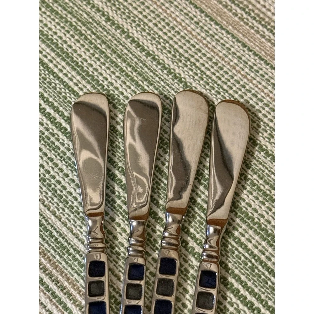 Vintage Heavyweight Geometric Blue Inlay Cocktail & Charcuterie Set (7pcs)